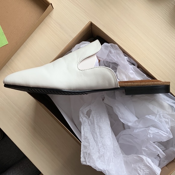 New Mark Jenkins Bravo White Leather Open Back Mule size 10 - Picture 2 of 5